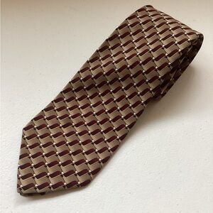 Via Europa Elegant Brown and Red Geometric Tie